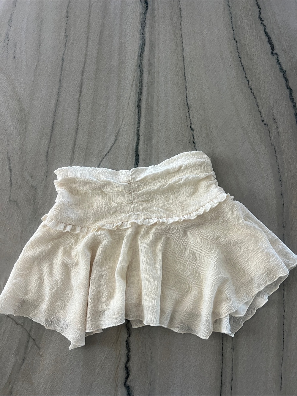 High-Rise Cream Smocked Skater Skirt